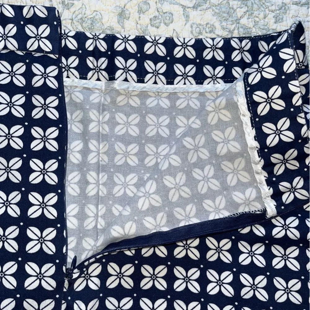 DownEast Blue and White A-Line Skirt Knee-Length (1-140) - Picture 9 of 13